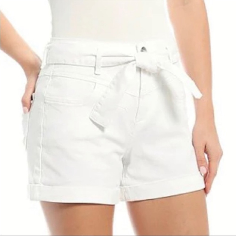 Sanctuary White High-Rise Tie-Waist Jean Shorts